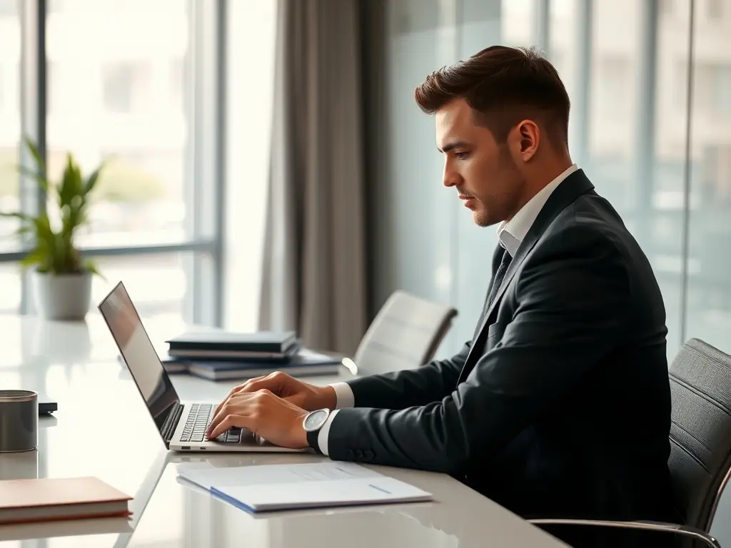 A professional translator working diligently at their desk, surrounded by stacks of documents and language resources, showcasing the meticulous process of translation.